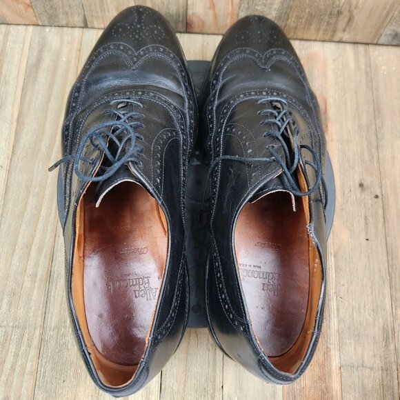 Allen Edmonds Chester Men's Size 9.5 Black Leather Brogue Oxfords Shoes - Picture 6 of 11